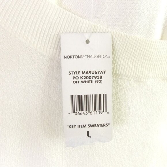New Norton McNaughton Women's L Key Items Ivory Boat Neck Short Sleeve Sweater - Picture 7 of 8
